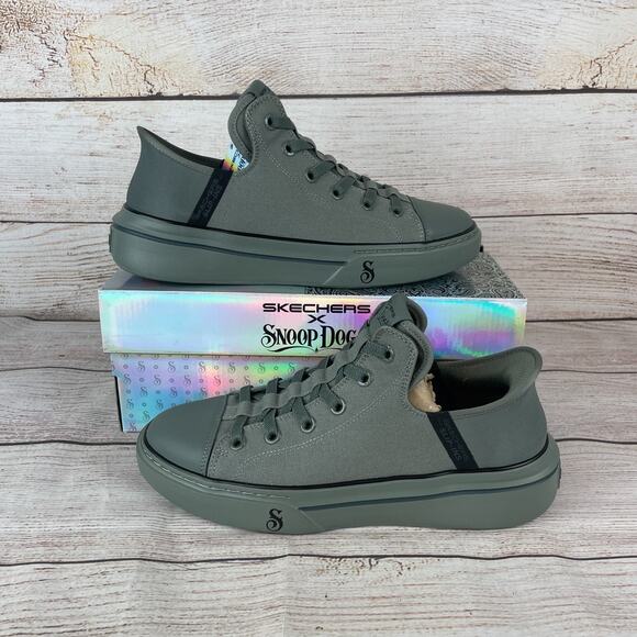 Skechers Snoop One Boss Life Mens Sz 8 Womens Sz 9.5 Sneakers Canvas Olive Green - Picture 1 of 11